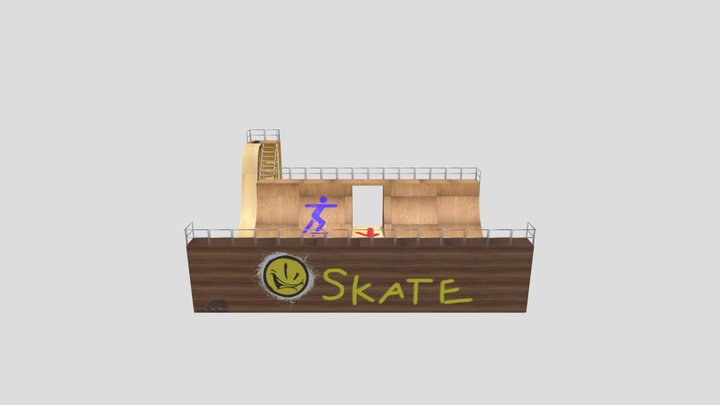 Half Pipe Textured 3D Model