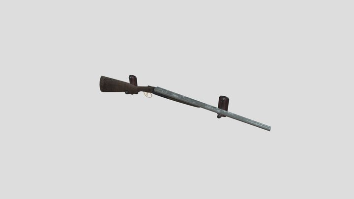 Double_Barrel Shut_Gun_On_A_Stand-05/10 3D Model