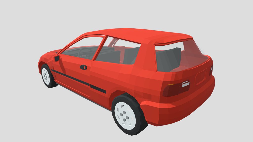 Honda Civic Hatchback 1995 Low Poly 3D Model