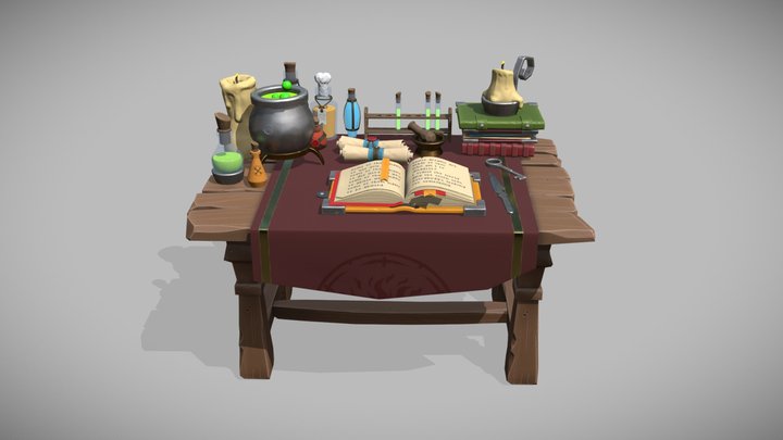 Stylized Alchemy Table 3D Model