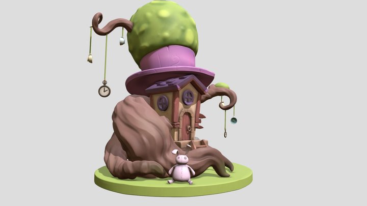 Mad Hatter tree house Diorama 3D Model