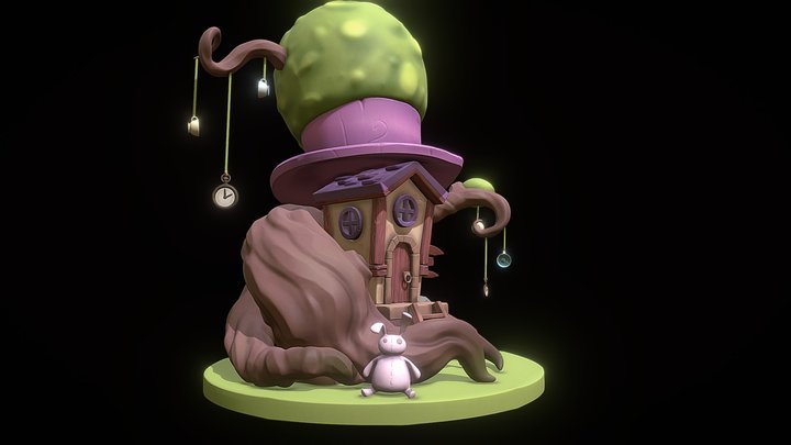Mad Hatter tree house Diorama 3D Model