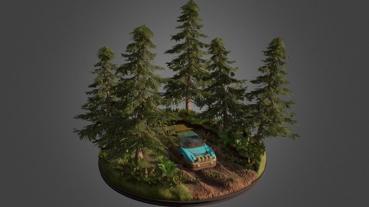 Ford RS200 Rally Scene 3D Model