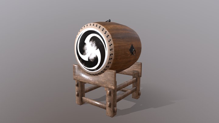 Low Poly Taiko Drum 3D Model