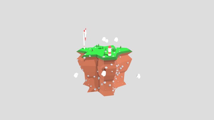 Sky Island LowPoly 3D Model
