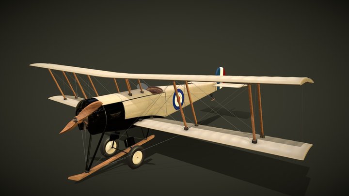 Biplane Avro 504 3D Model