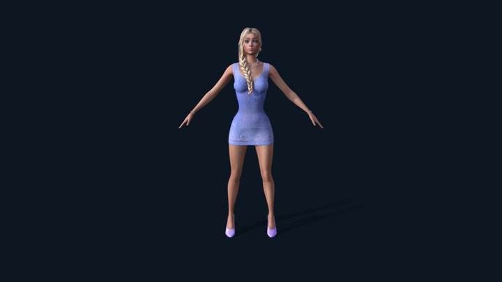 Girl from Ipanema Blond Female in knitted Dress 3D Model