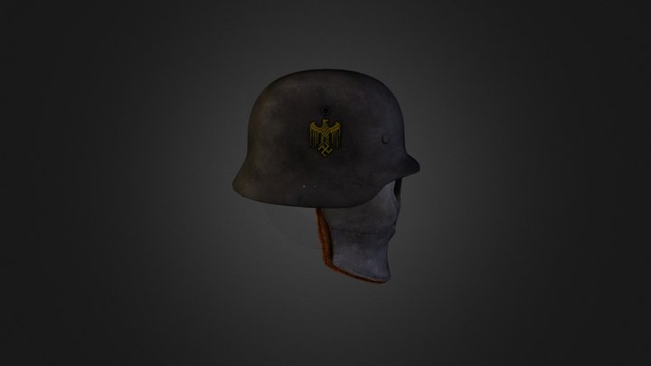 Black German Helmet + Metal Mask 3D Model