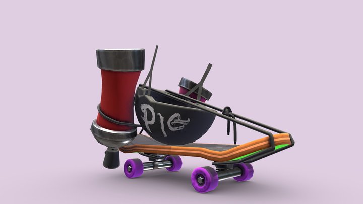 Stylized skateboard kart for UNI project 3D Model