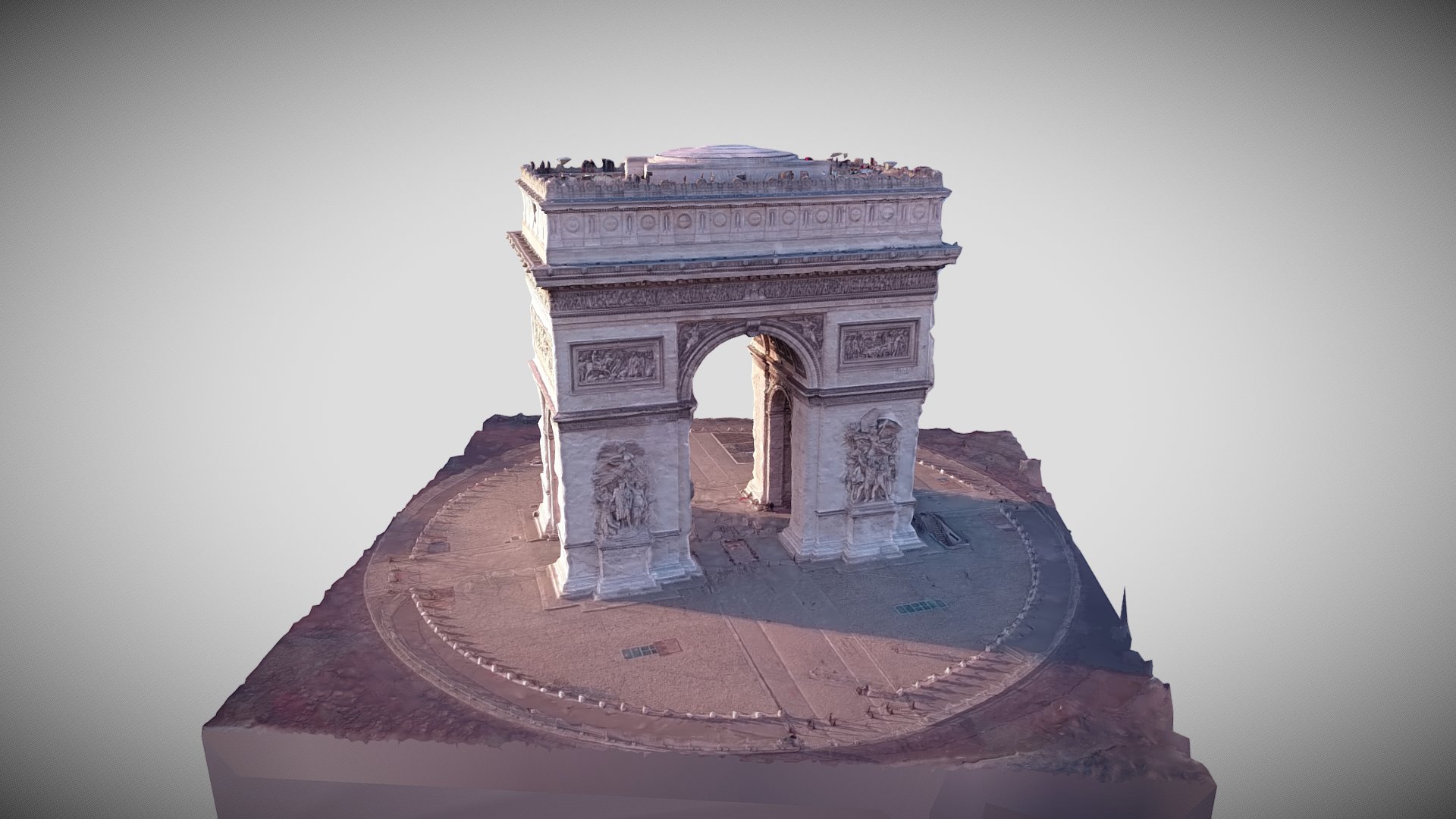 3D model Arc de Triomphe videogrammetry scan test - This is a 3D model of the Arc de Triomphe videogrammetry scan test. The 3D model is about a stone structure with a large archway.