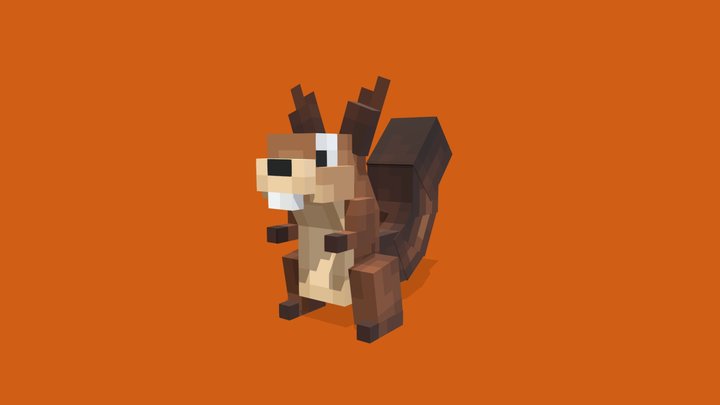3D Pixel Squirrel 3D Model