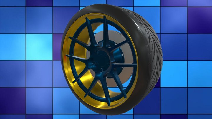 Wheel and Brake Disc with Tyre 3D Model