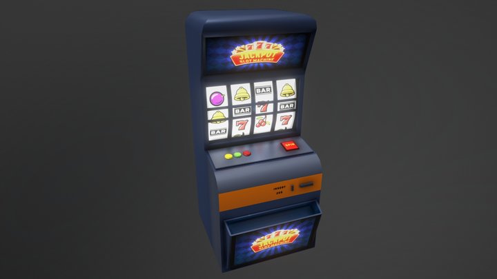 Low Poly Slot Machine 3D Model