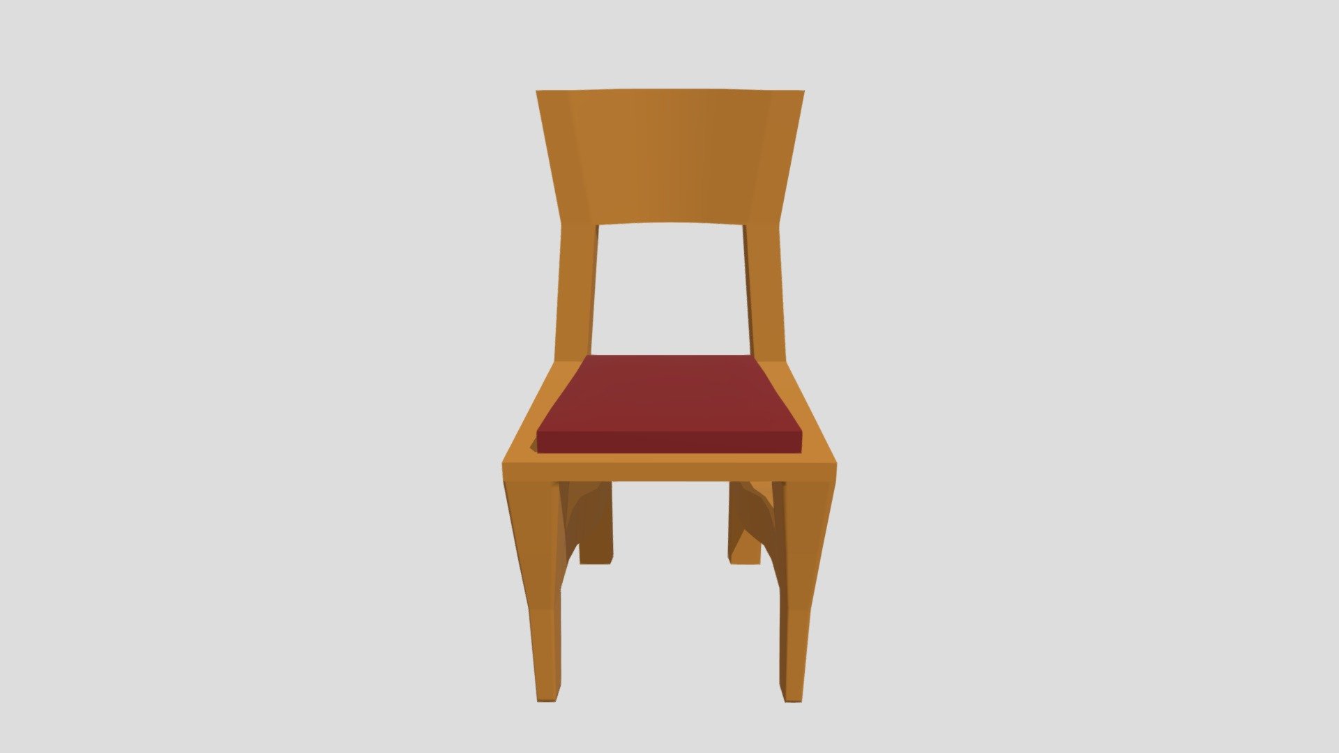Wood Chair With Red Seat