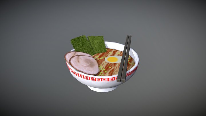 PS2 Stylized Ramen Bowl 3D Model