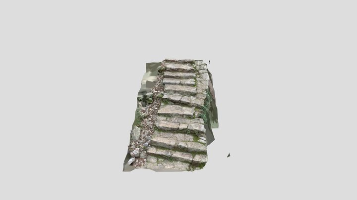 Rough Stone Stairs Uphill 3D Model