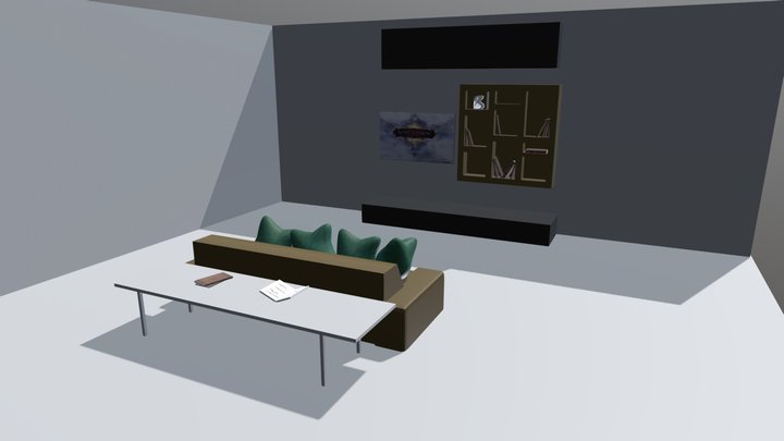 Sala de estar com textura. 3D Model