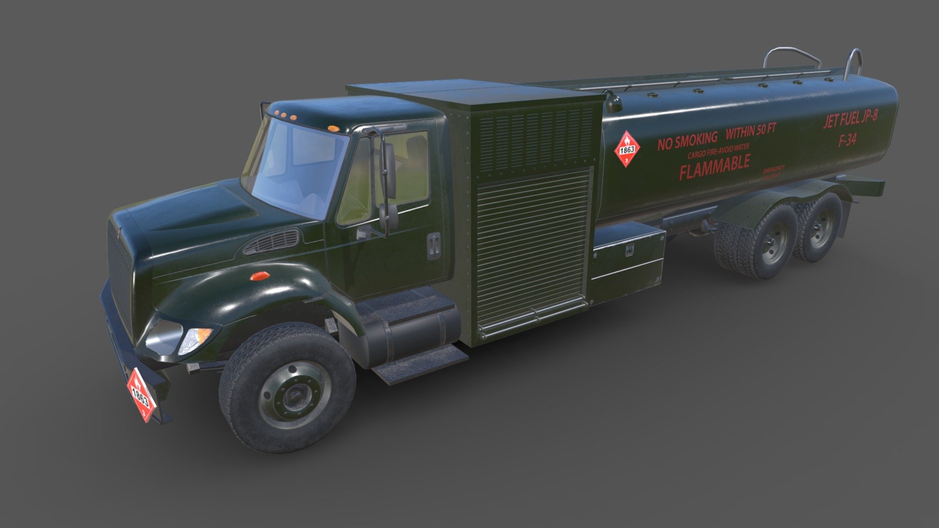 International 7400 Refueler Green