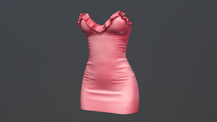 Mini Dress with Frills 3D Model