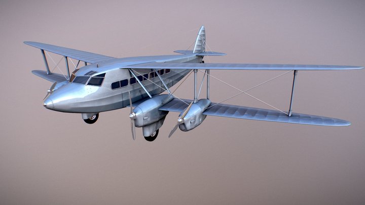 De Havilland Express DH86 Aeroplane 3D Model
