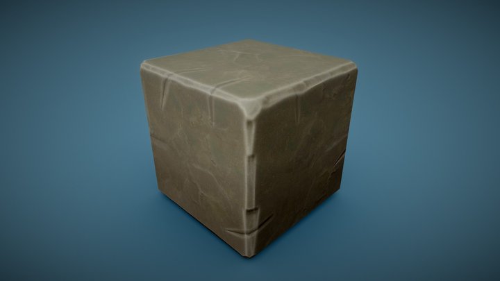 Stylized Stone Cube 3D Model