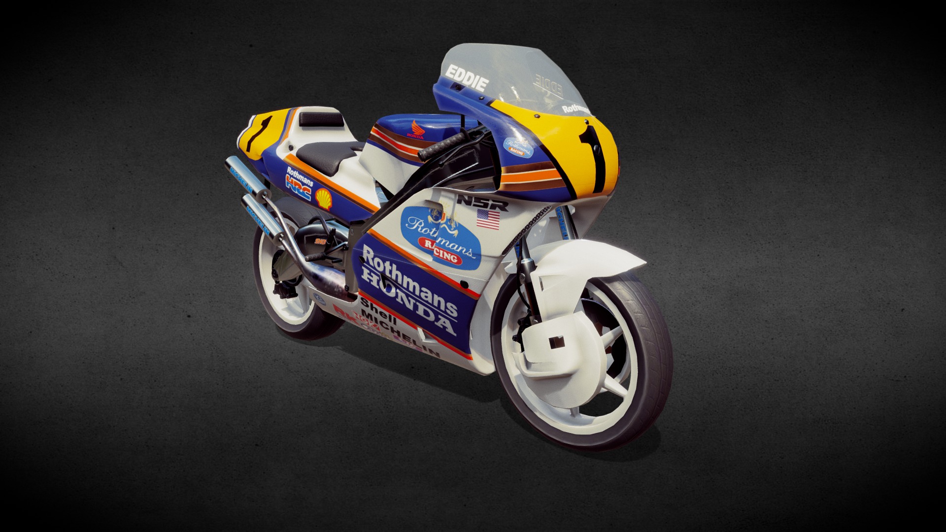 3D model Honda NSR 500 HRC - This is a 3D model of the Honda NSR 500 HRC. The 3D model is about a small toy motorcycle.