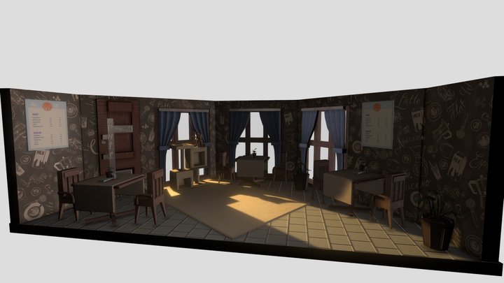 Cat Cafe Environment 3D Model