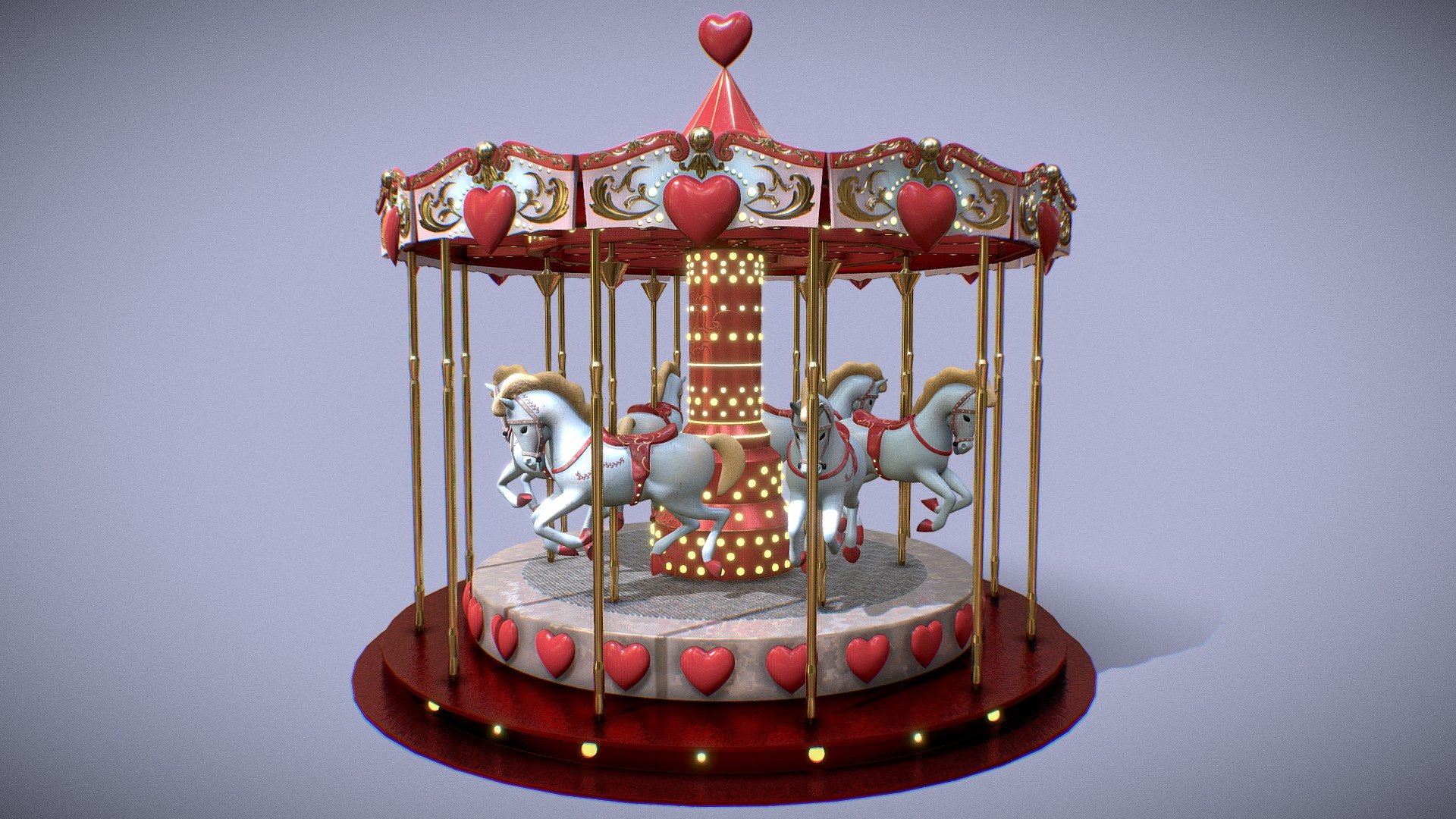 Valentine Carousel Horses - Buy Royalty Free 3D model by arloopa ...