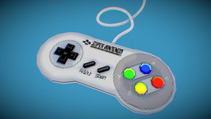 Pixelated SNES Controller 3D Model