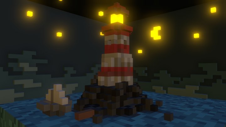 Voxel Lighthouse cube 3D Model
