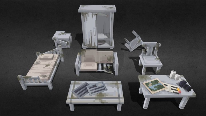 Abandoned Room Furniture Pack 3D Model
