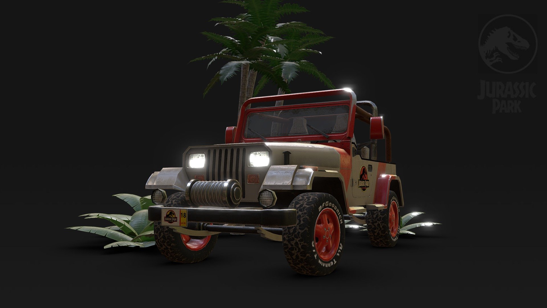 Jurassic Park Jeep 18 Low Poly - Download Free 3D model by shaderbytes  (@shaderbytes) [d44ffc8]
