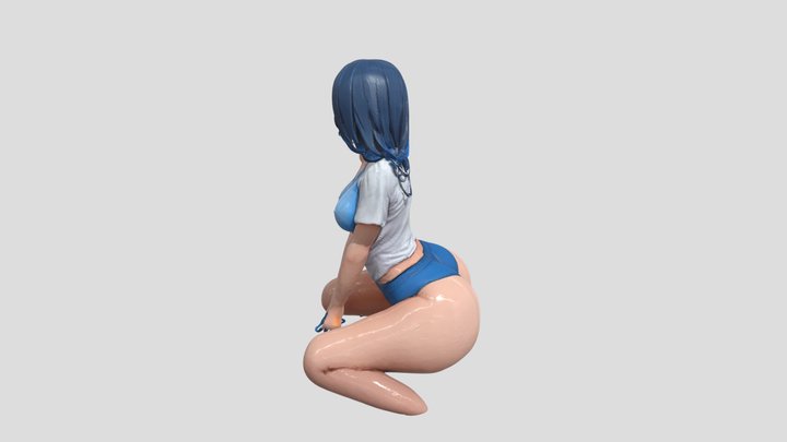 blue-haired+girl+3d+model 3D Model