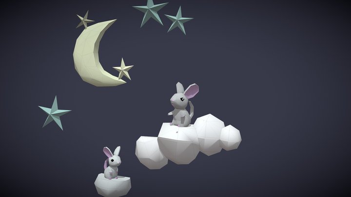 Cloud shelves with cutest mice by Sofs 3D Model