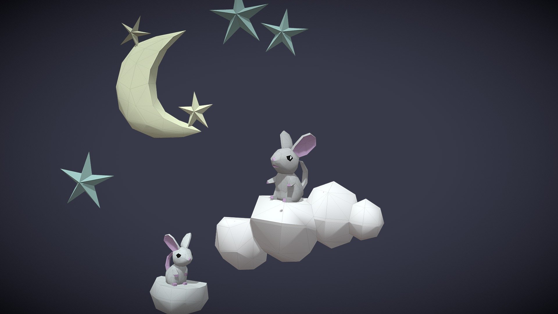 Cloud shelves with cutest mice by Sofs — Sketchfab embed 3D viewer