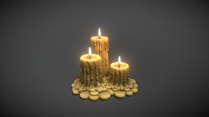 Dripping Wax Candle Cluster (Triple) _MW
