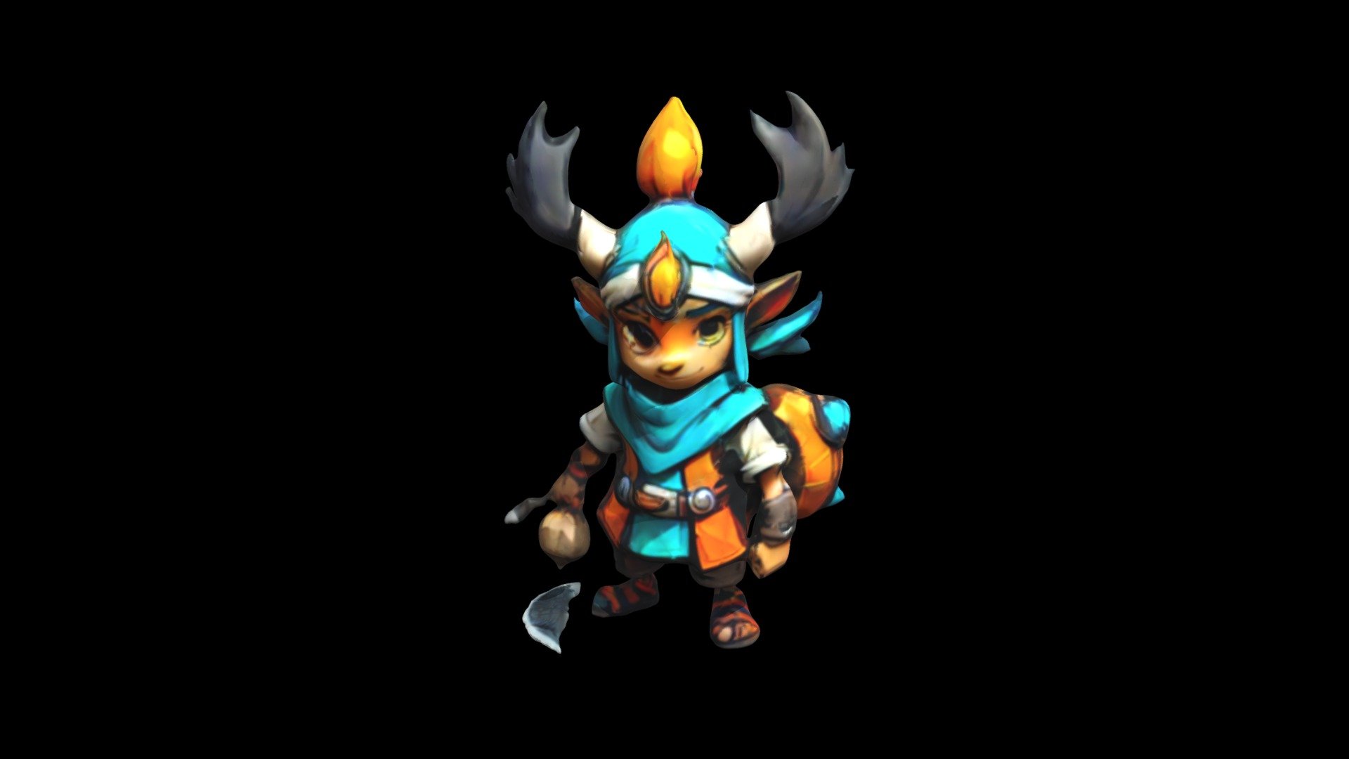 An anime-style warrior gnome with large horns st - Download Free 3D ...