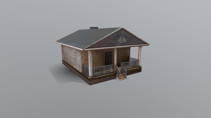 Old Ruined low poly House with PBR Materials 3D Model