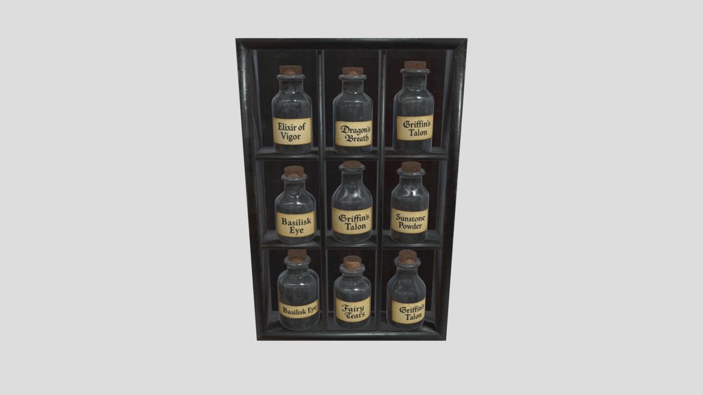 Wall Potion Rack With Bottles