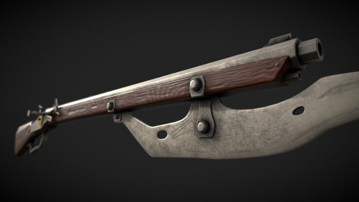 Wheellockrifle with axehead 3D Model