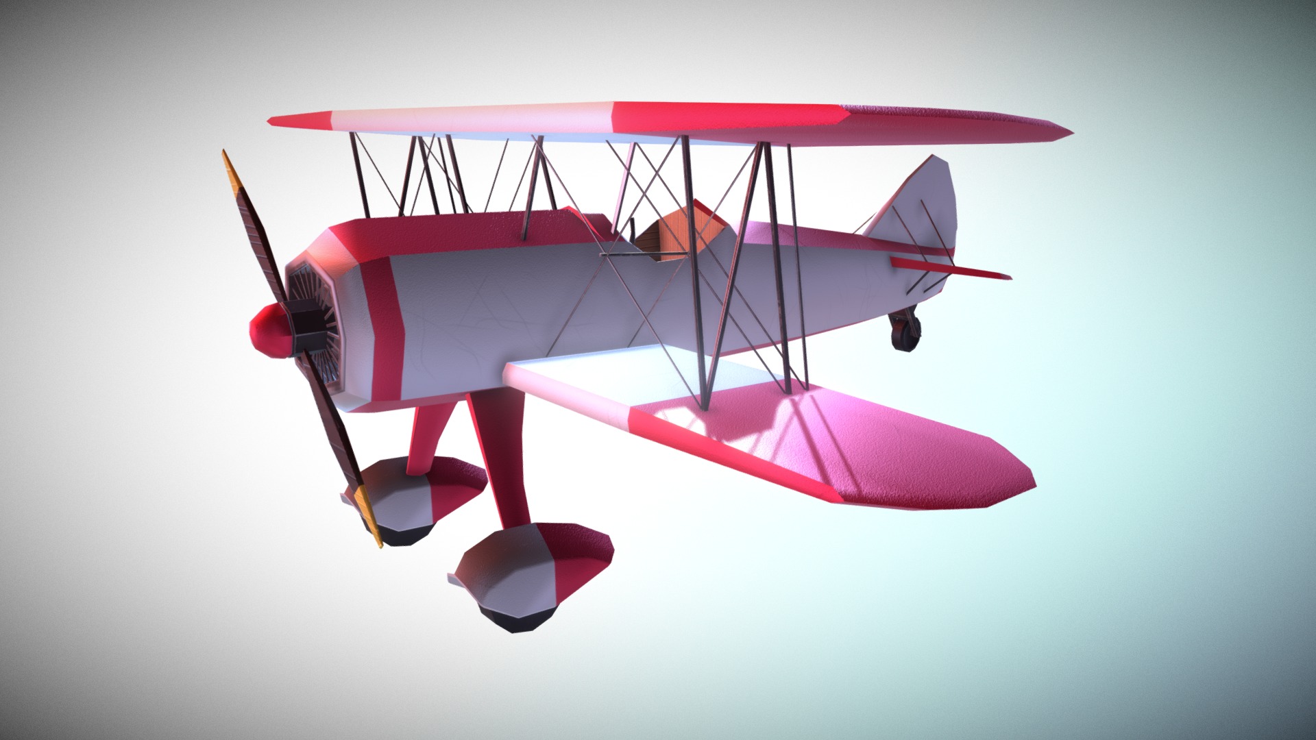 3D model Game Ready Aeroplane Red Low Poly - This is a 3D model of the Game Ready Aeroplane Red Low Poly. The 3D model is about a red and white airplane.