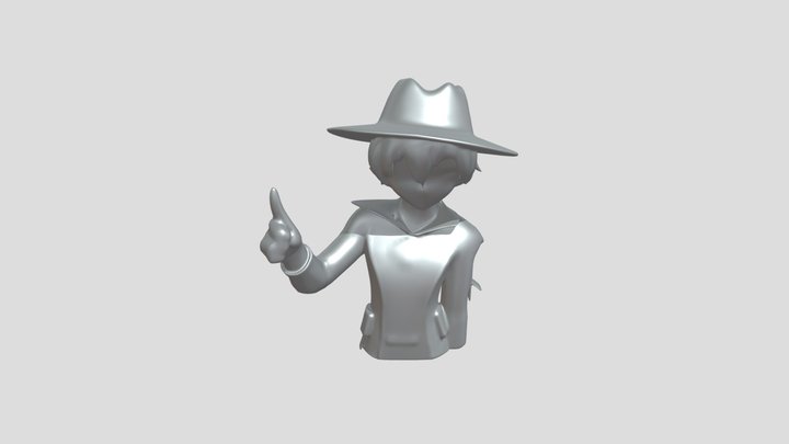 Anime-style character with hat 3D Model