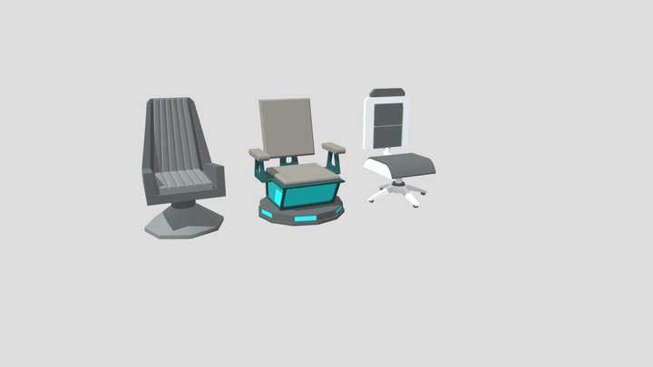 Low- Poly Sci- Fi Chairs 3D Model