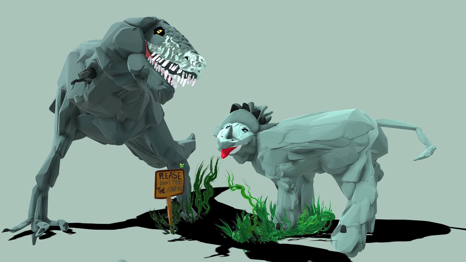 New T-Rex and friends — Sketchfab embed 3D viewer