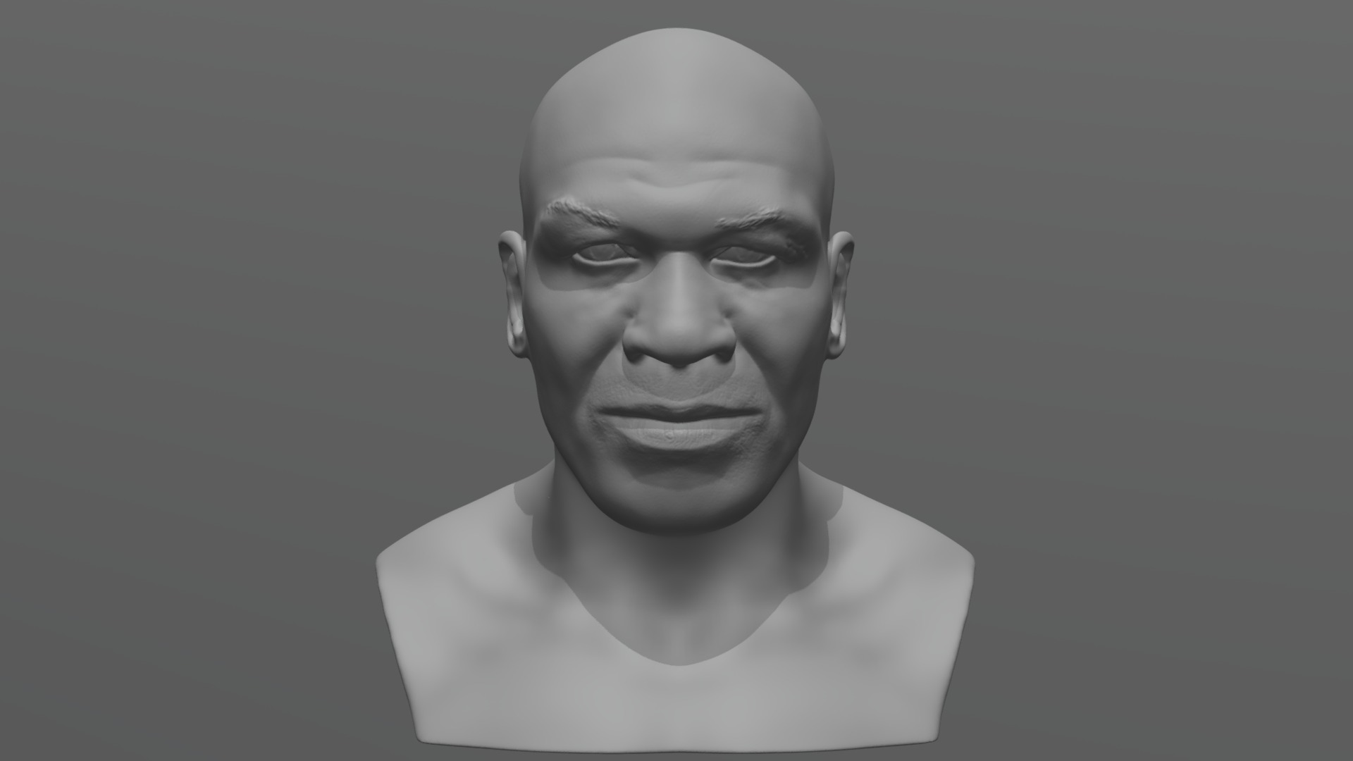 3D model Mike Tyson bust for 3D printing - This is a 3D model of the Mike Tyson bust for 3D printing. The 3D model is about a bald man with a white shirt.