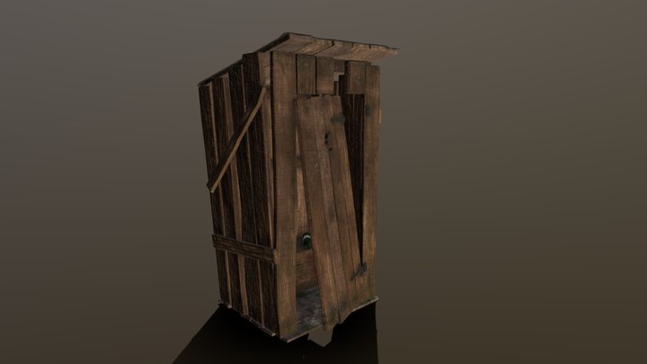 Old Wooden Toilet 3D Model