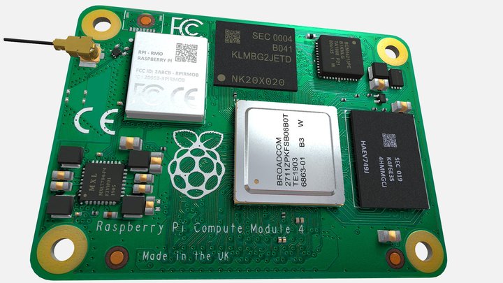 RaspBerry Pi Compute Module 4 (eMMC + antenna) 3D Model