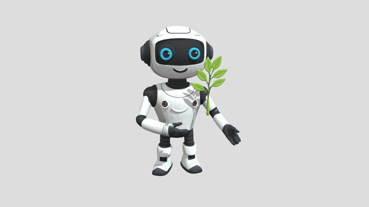 Eco-Bot with Plant 3D Model