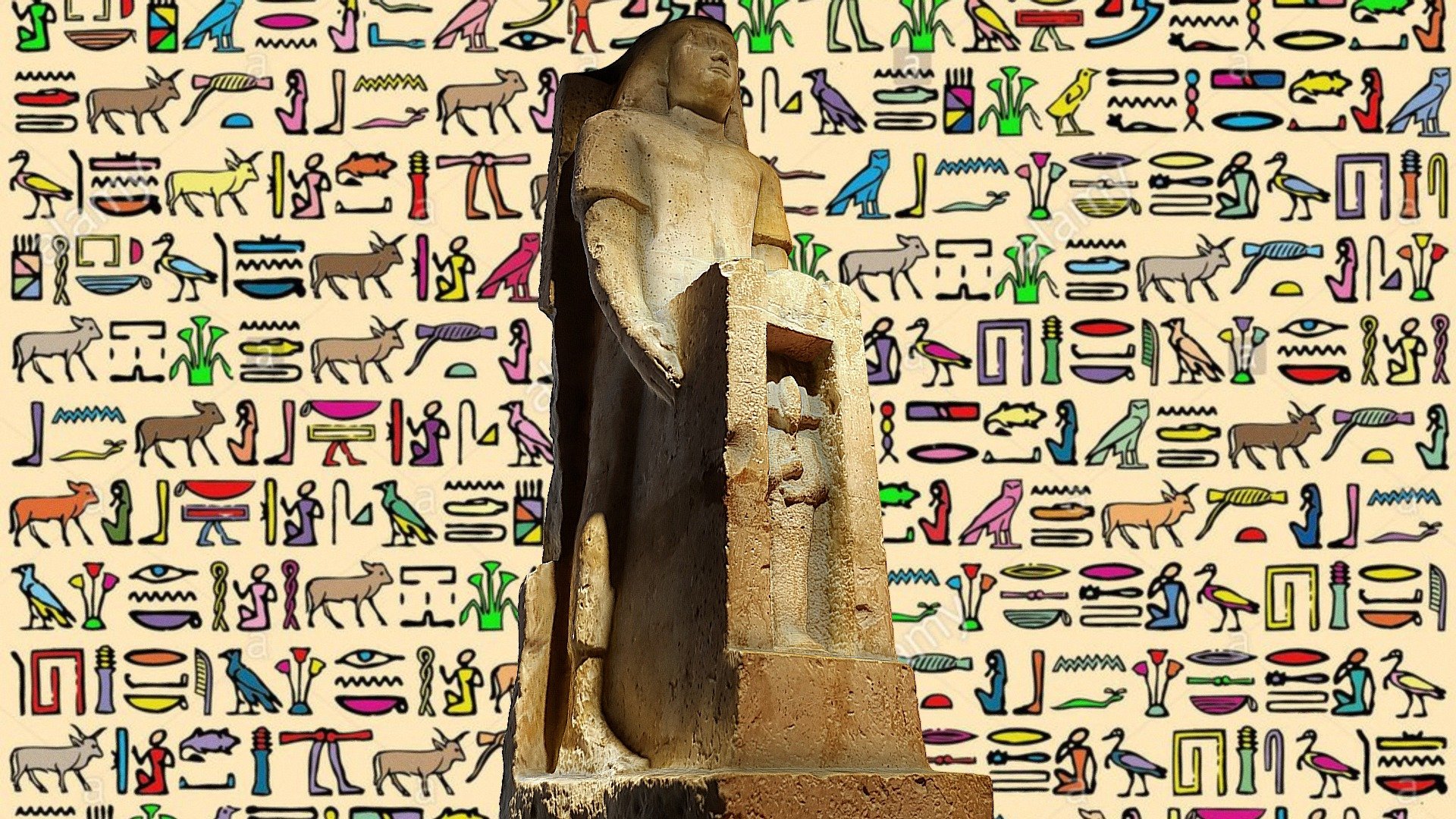 Estatua de hombre con Osiris