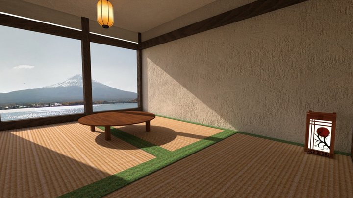 Japanese-themed Room To Display Art 3D Model